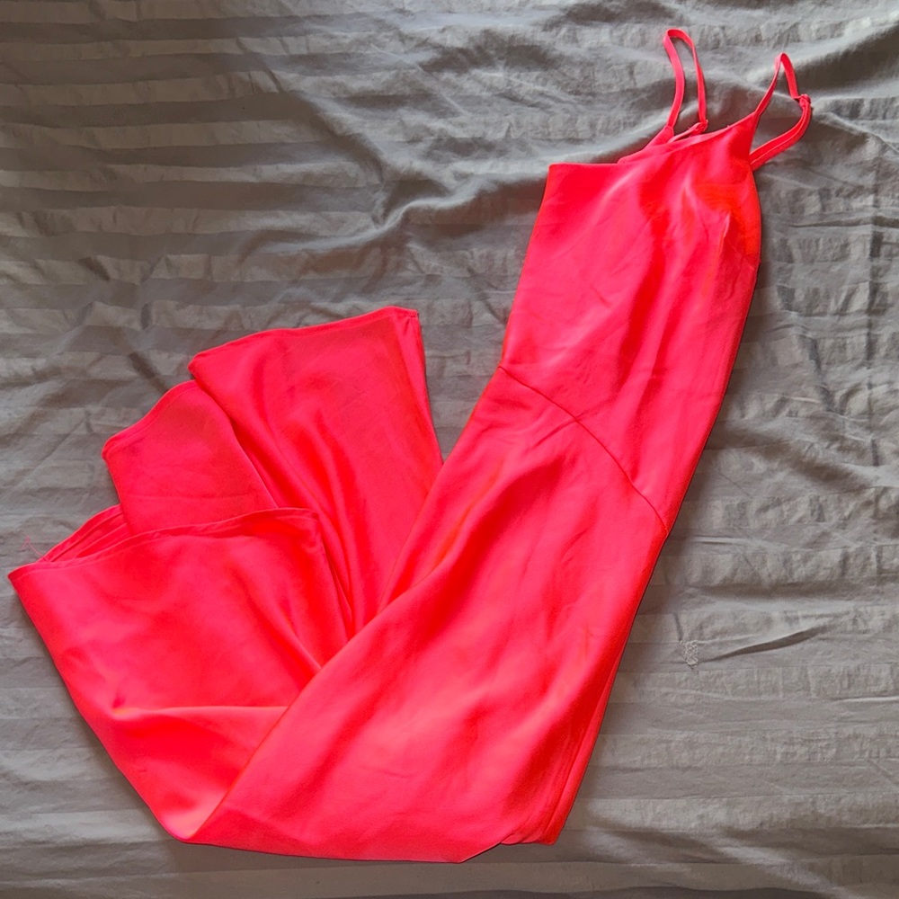 A New Day Neon Pink Satin Slip Midi Dress M